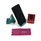 Ergonomic adjustable phone stand supporting a mobile device on a desk.