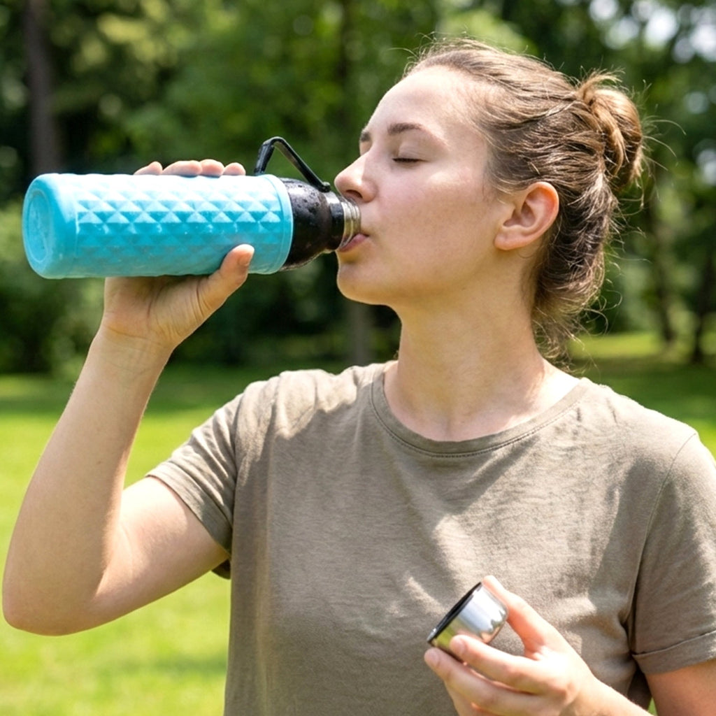 Diamond texture grip on 1100 ML sports water bottle