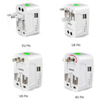 Specifications and dimensions of the Poravar worldwide adaptor.