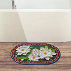 Super absorbent floor mat showcasing its unique 3D visual floral pattern.