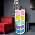 Open extra-large drawers of the modular storage system, highlighting ample capacity.