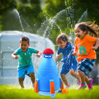 A vibrant water rocket sprinkler toy ready for outdoor play.