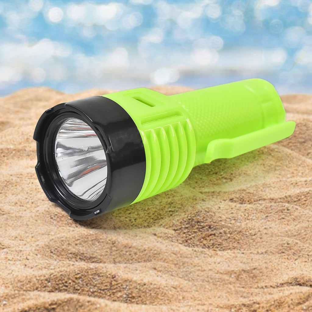 Flashlight torch showing built-in magnetic base for metal surface attachment