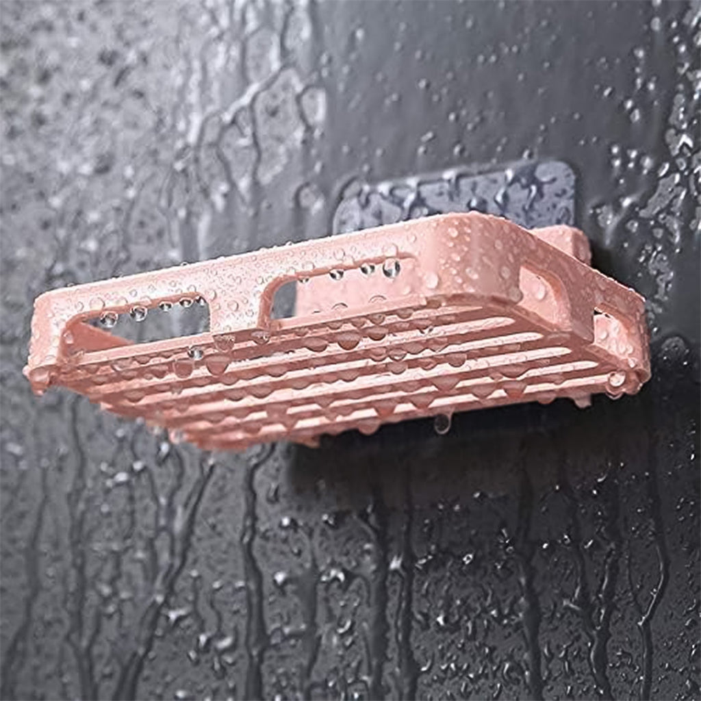 Plastic soap dish holder with drainage slats for soap drying