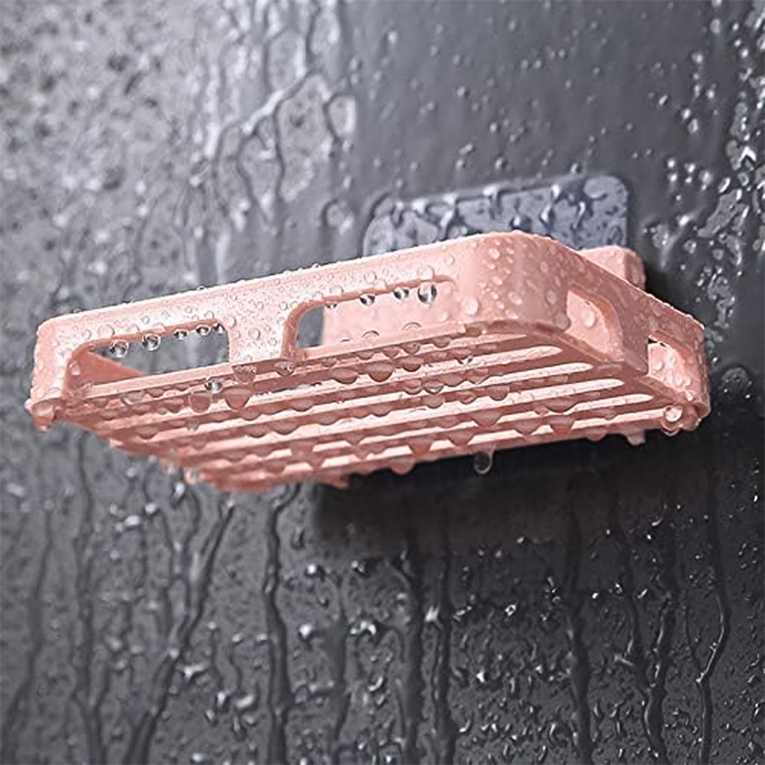 Plastic soap dish holder with drainage slats for soap drying