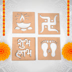 Handcrafted wooden decorative cutouts in traditional Indian motifs