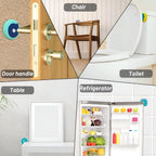 Close-up view of cartoon style soft door stop pad for wall protection