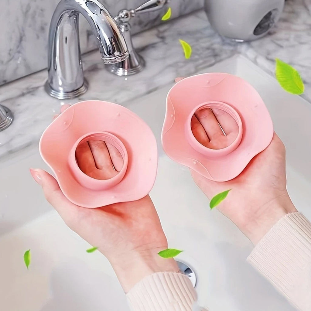 Close-up of silicone wrist band effectively stopping water flow during washing