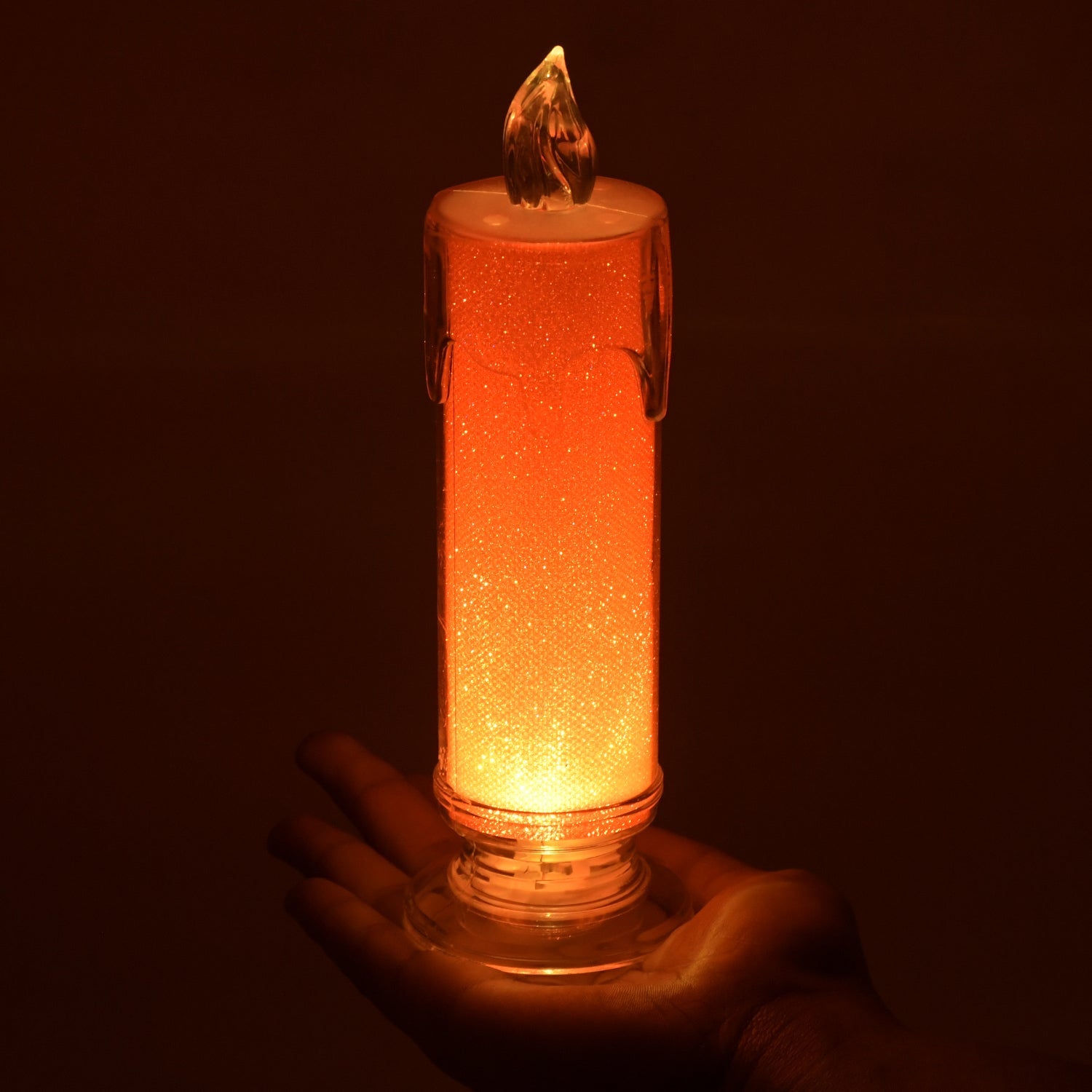 Elegant red battery-operated flameless candle, perfect for Diwali and festive home decoration.