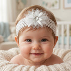Baby headband with floral bow, perfect for everyday use or special occasions