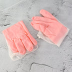 Close-up of waterproof rubber finish on cleaning gloves