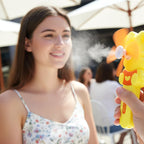 Mini portable fan toy with easy push-action manual operation