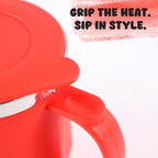 Matte finish of the insulated travel mug, offering a non-slip grip.
