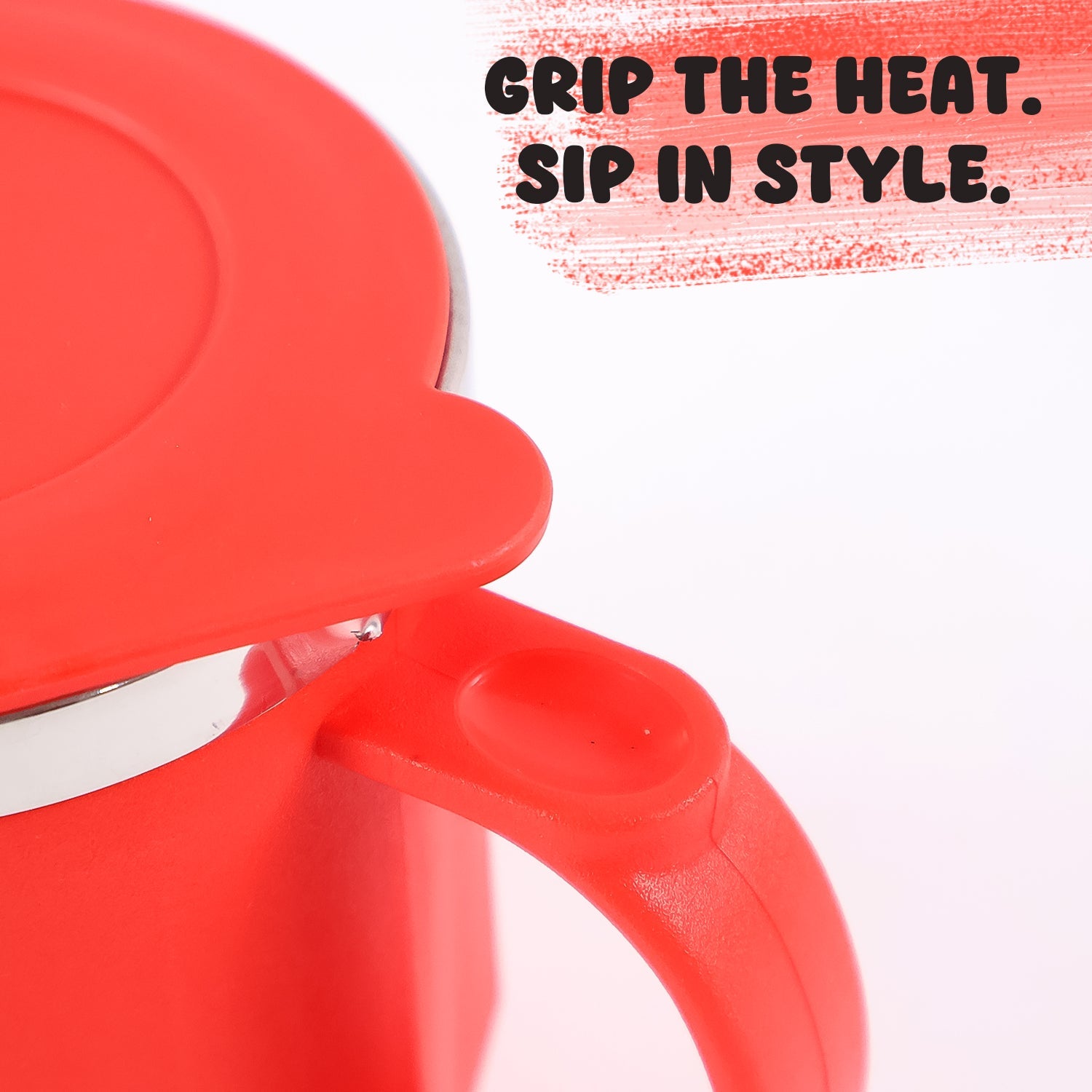 Matte finish of the insulated travel mug, offering a non-slip grip.