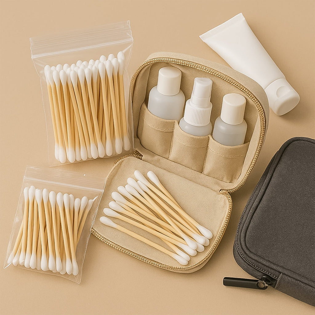 Multipurpose wooden cotton swabs ideal for ear care and baby hygiene