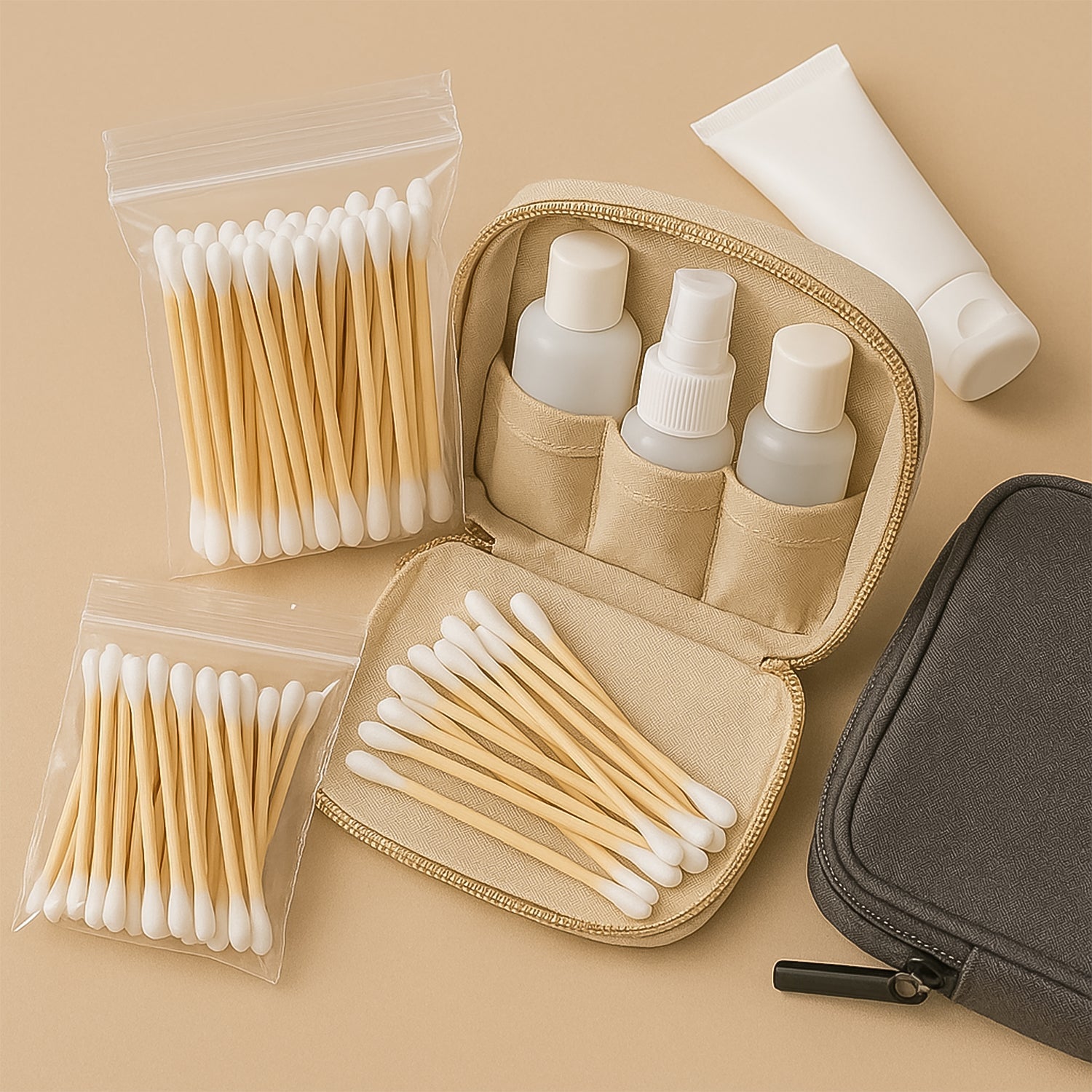Multipurpose wooden cotton swabs ideal for ear care and baby hygiene
