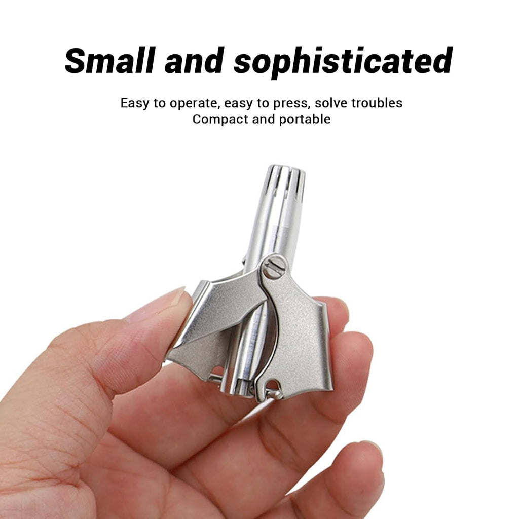 Compact and portable stainless steel nose hair remover with case
