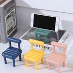 Detailed view of the Mini Chair Phone Stand's construction and ergonomic design.
