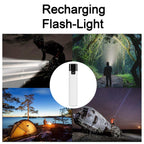 Rechargeable LED flashlight showing USB charging port