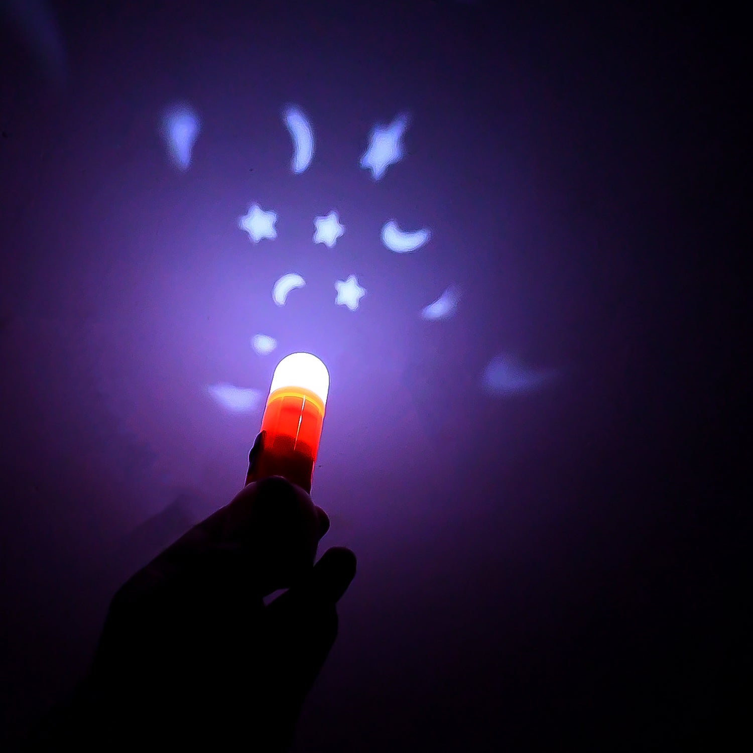 The portable Kids Torchlight illuminating a dark space with its bright beam.