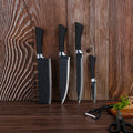 Complete 6-piece stainless steel knife set with chef's knife and peeler.