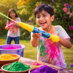 High pressure manual Holi water blaster in plastic design for kids