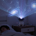 Astronaut themed galaxy star projector night light lamp on surface