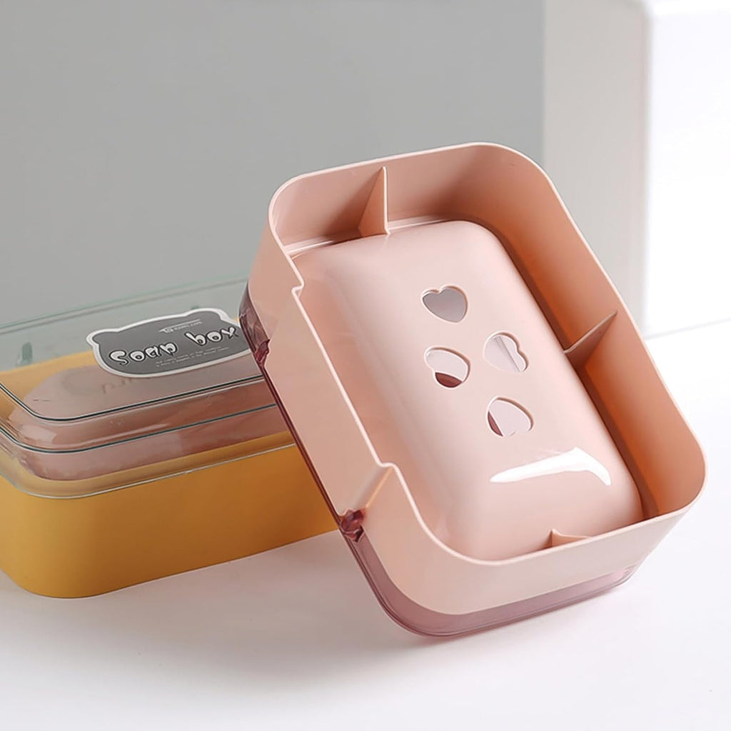 Compact self-draining soap box made of plastic, ideal for travel.