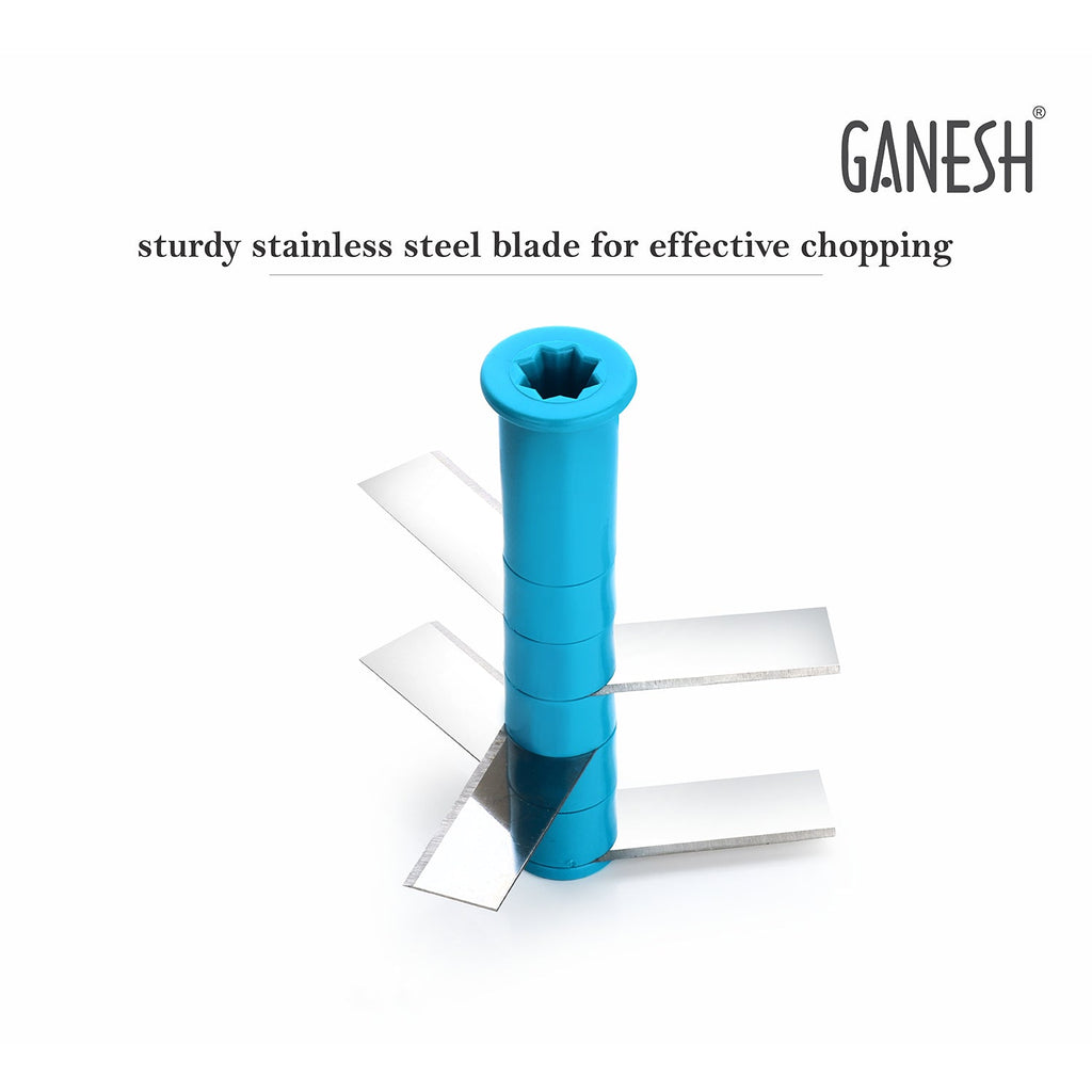 Top-down view of the Ganesh Master Chopper, showcasing its transparent 900ml bowl.