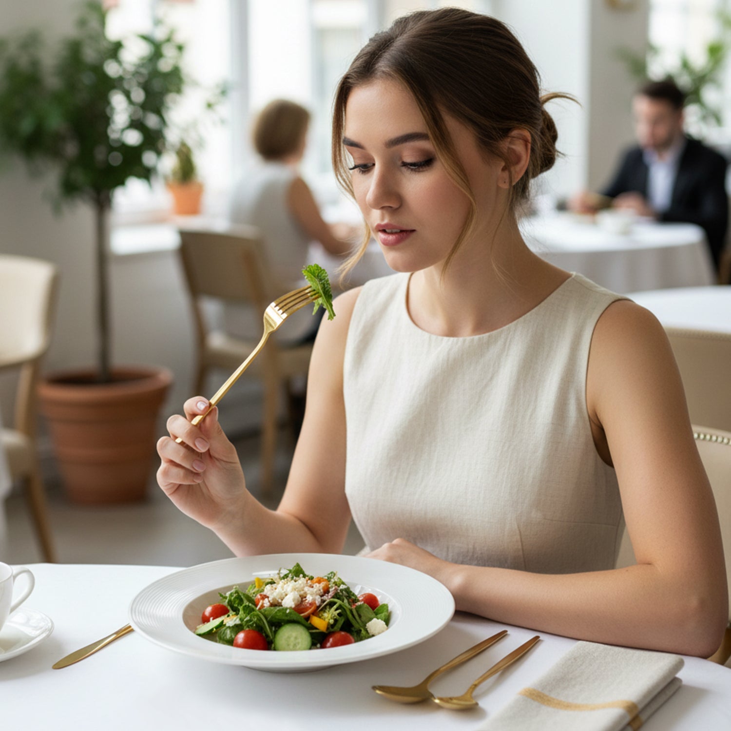 Elegant dinnerware set including forks, spoons, and knives