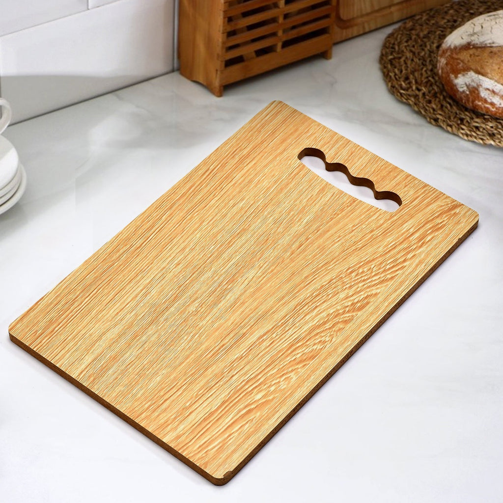 Durable wooden chopping board for vegetables and fruits.