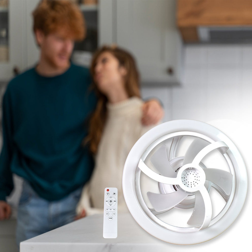 360-degree rotating head of the VoltDesk Smart Ceiling Fan distributing air evenly.