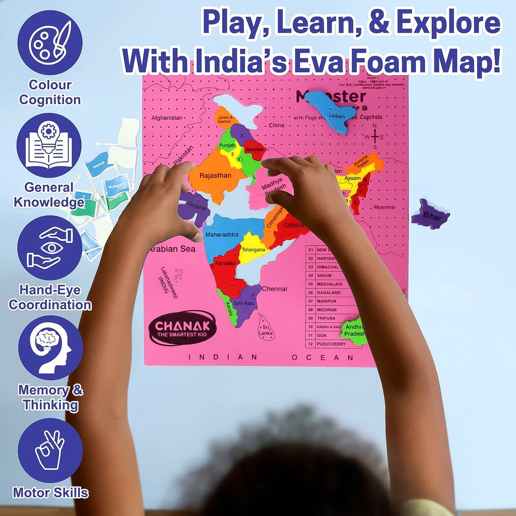 Interactive India Map Floor Puzzle made with child-safe EVA foam