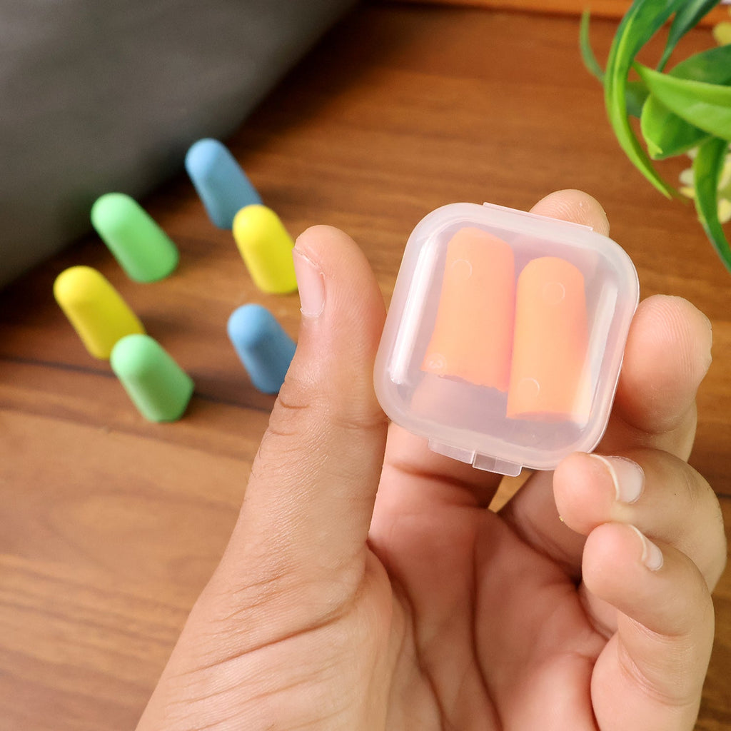 Assorted noise reduction soft foam earplugs in multi-color set