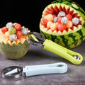 Overview of the ChefAura 4-in-1 stainless steel fruit baller and scooper set.