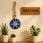 Back side of Evil Eye Wall Hanging showing hanging loop and construction details