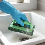 Close-up of the durable nylon bristles and powerful sponge on the Tile Cleaning Scrubber Brush.