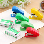 Compact mini stapler set with assorted colored staplers and staples