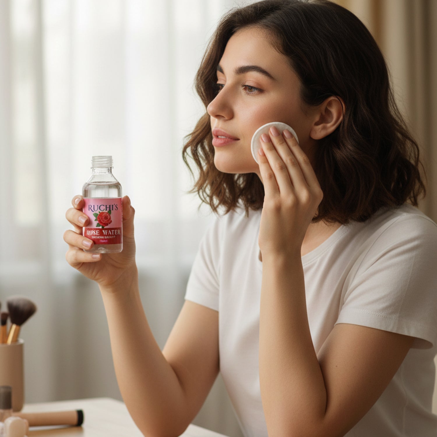 Pure rose water for face cleansing and hydration