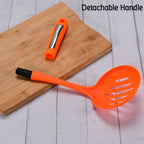 Demonstration of the non-stick cooking shovel's effectiveness in a busy kitchen.