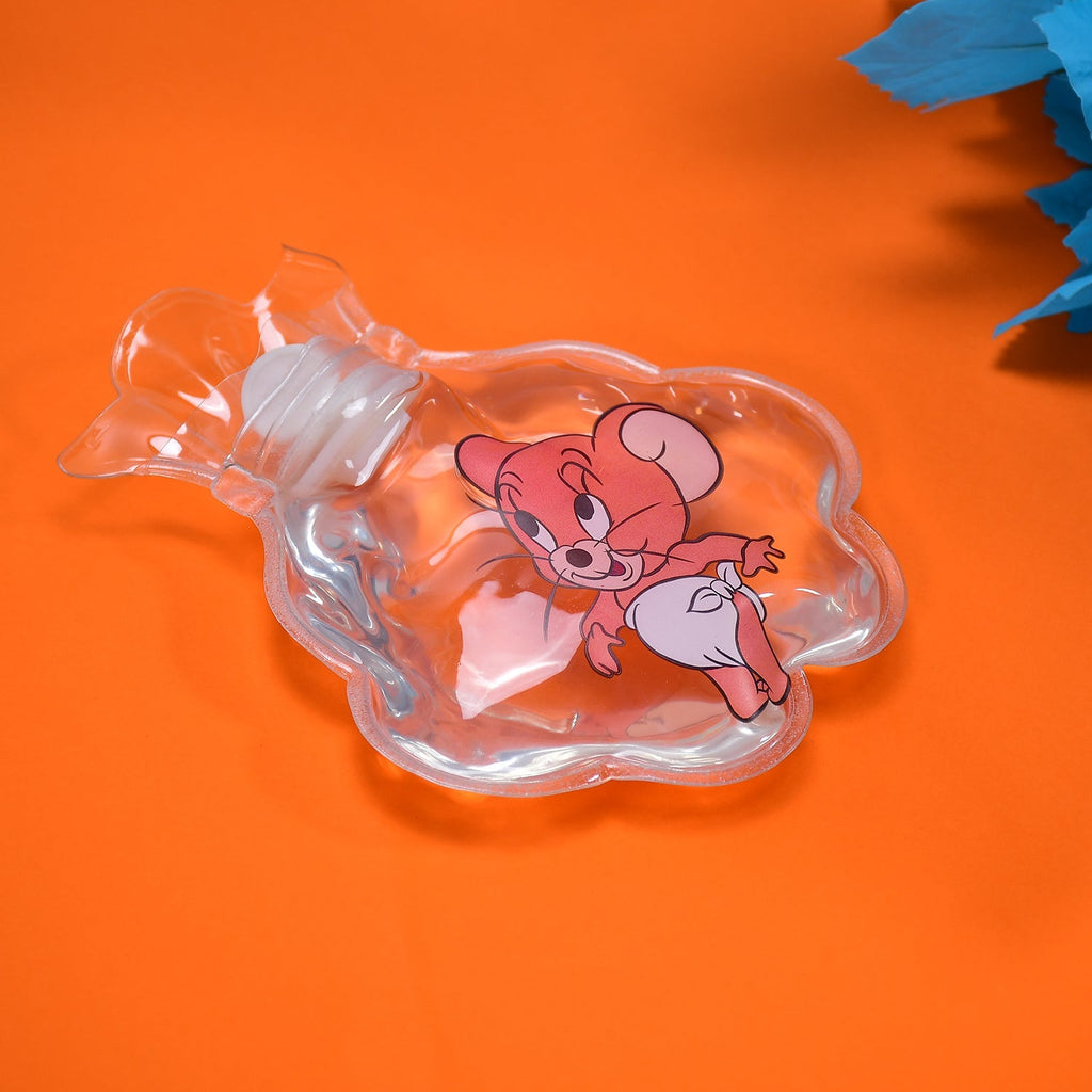Transparent hot water bag used for relieving menstrual cramps.