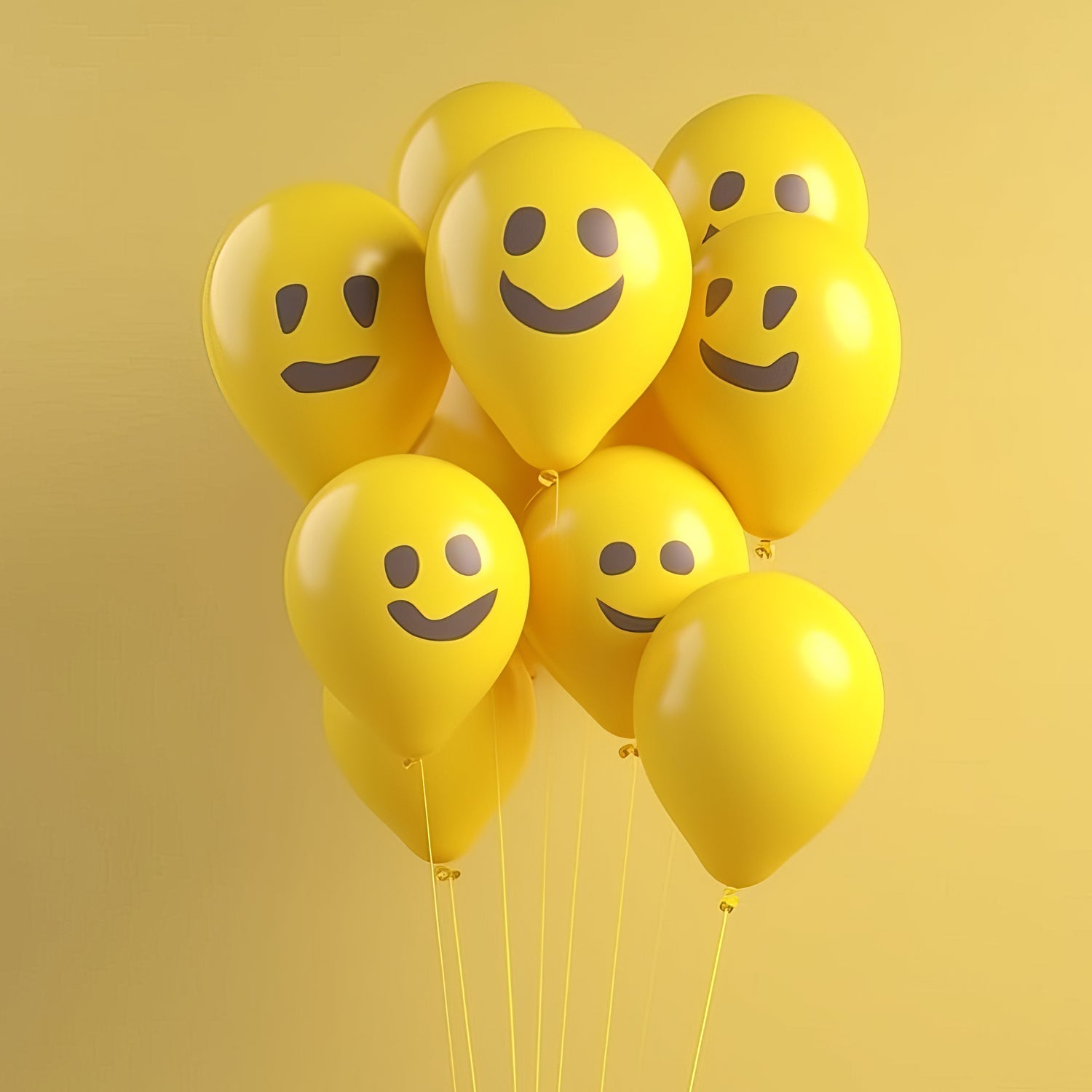 Close-up of a joyful smiley face balloon, ideal for festivals.