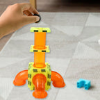 Colorful magnetic marble run construction pieces forming an elaborate track