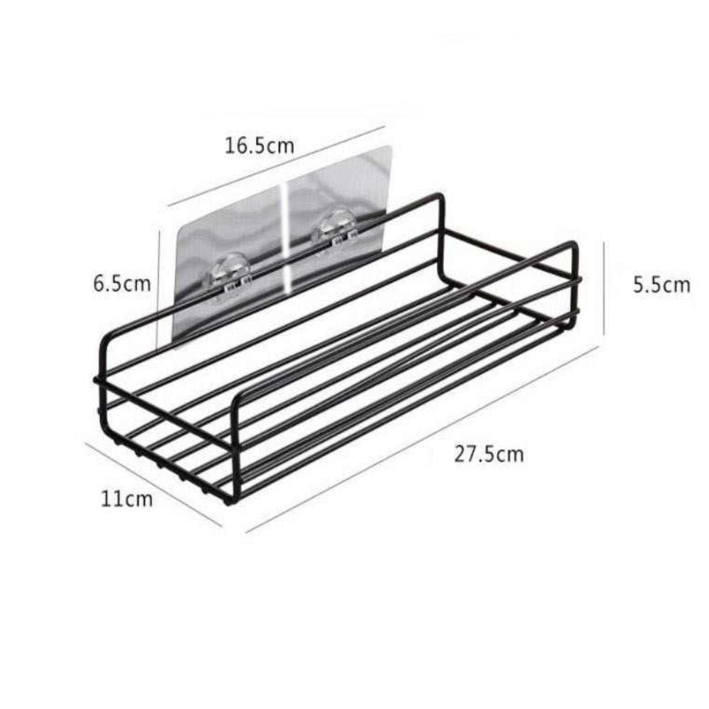 Installation steps for the drill-free metal kitchen rack.