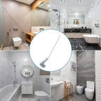 Golf-shaped toilet cleaning brush with its adhesive wall holder.