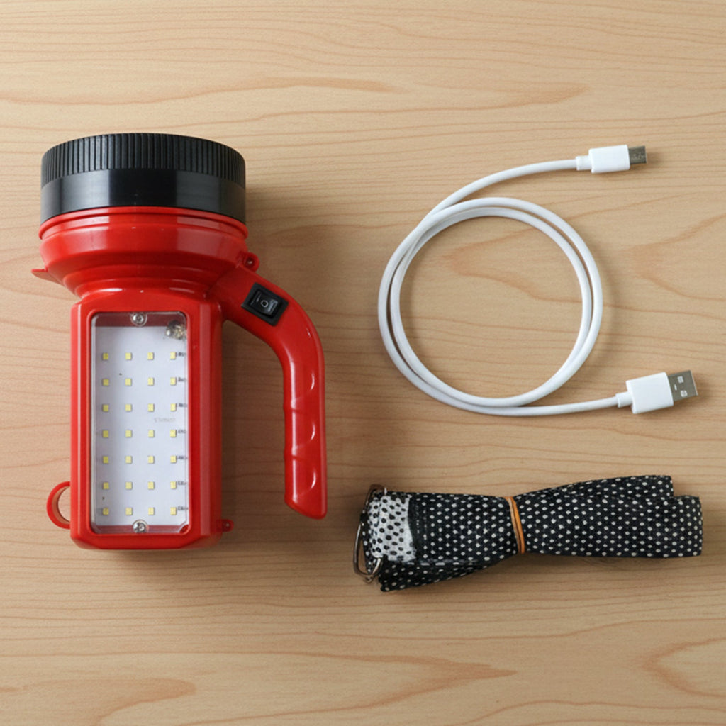 Rear view of rechargeable LED torch
