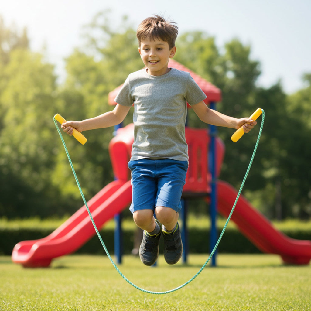 Fitness jump rope for children featuring ergonomic soft grips