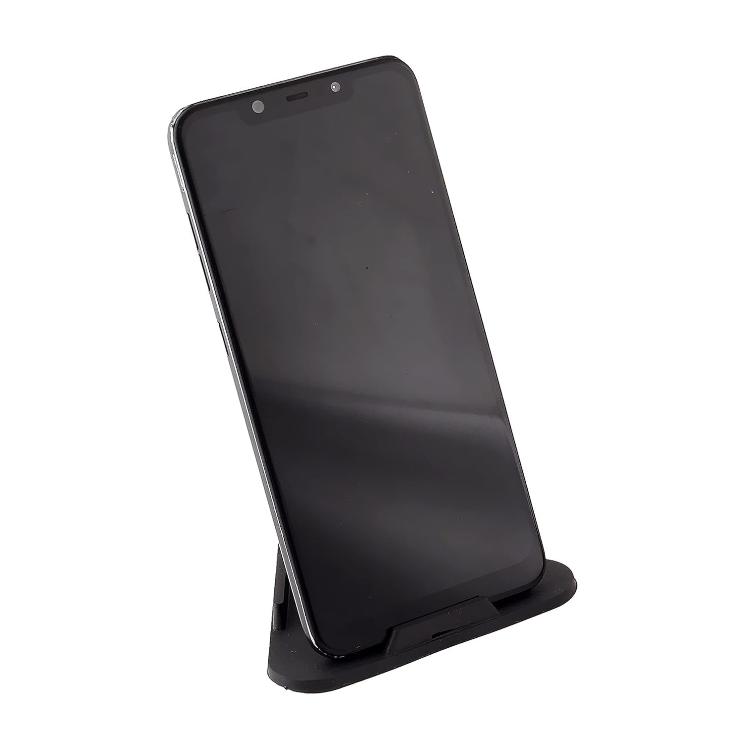 Front view of Black Pyramid Mobile Stand showcasing stability