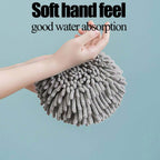 Super soft microfiber hand towel, hanging design.