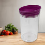Clear view of a single 1200ml plastic food container filled with spices, showcasing transparency.